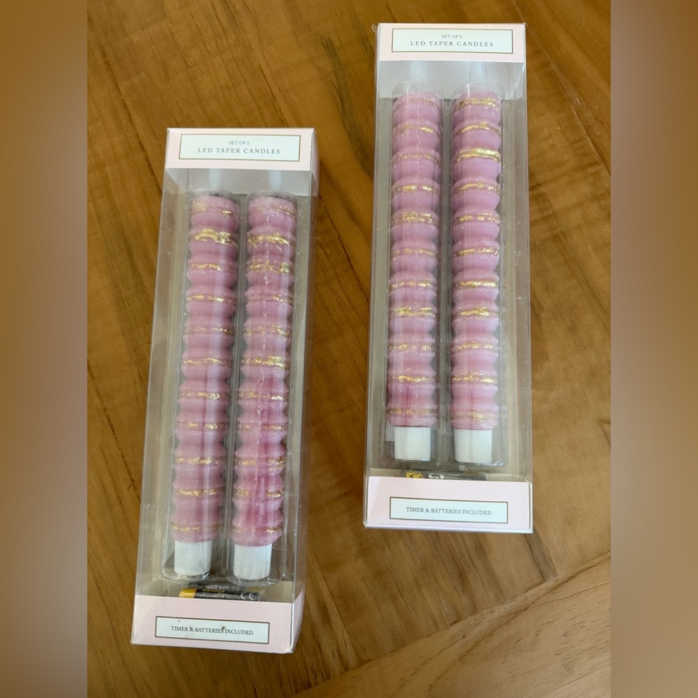 Cupcakes & cashmere Pink Macarons LED Taper Candles Bundle (2)